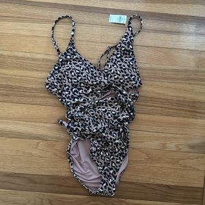 Aerie Leopard Wrap One Piece Swimsuit